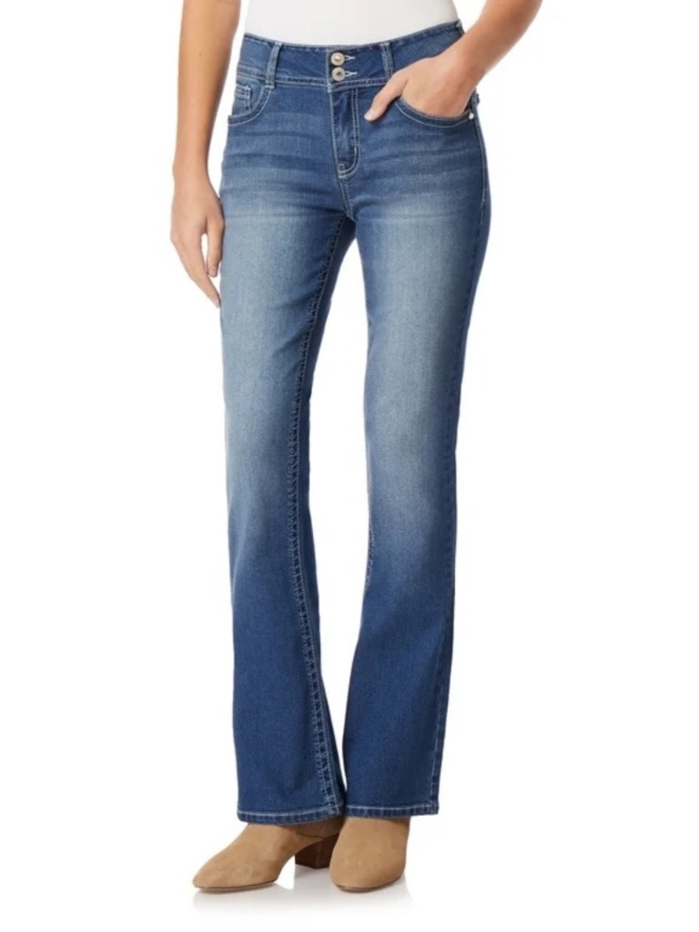 NWT Womens Wallflower Luscious Curvy Fit Bootcut Jeans Mid Rise Medium Wash Sz 3